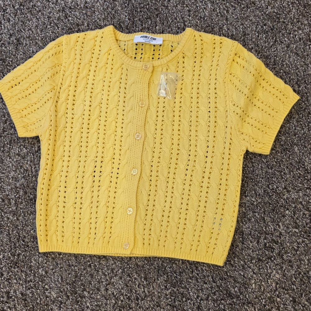 Double Zero Yellow Button Down Shirt with Short Sleeves